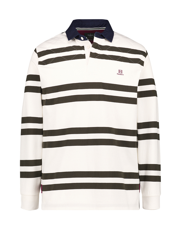 Pullover, Classic Fit, Baumwolle, ecru-dunkelgrün gestreift