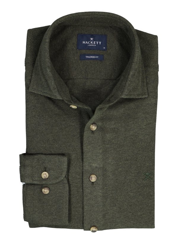 Hemd, Tailored, Jersey, Kent, dunkelgrün