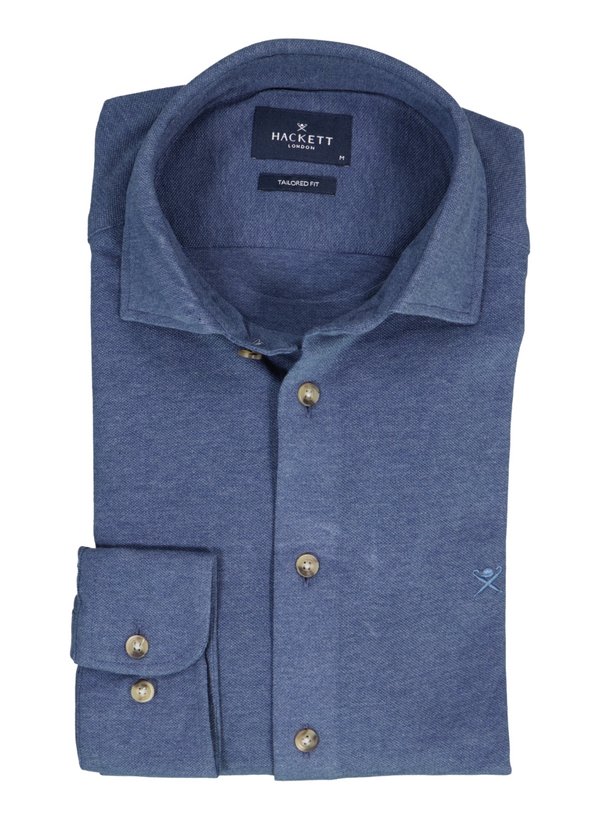 Hemd, Tailored, Jersey, Kent, blau
