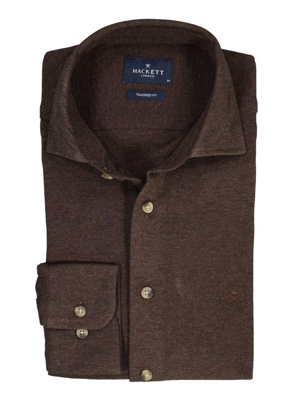 Hemd, Tailored, Jersey, Kent, dunkelbraun
