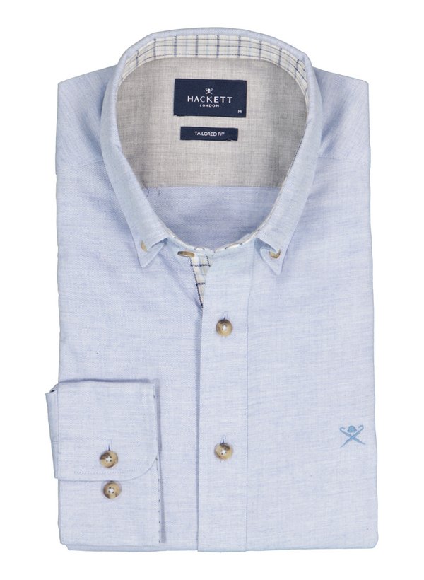 Hemd, Tailored, Baumwolle, Button-Down, hellblau