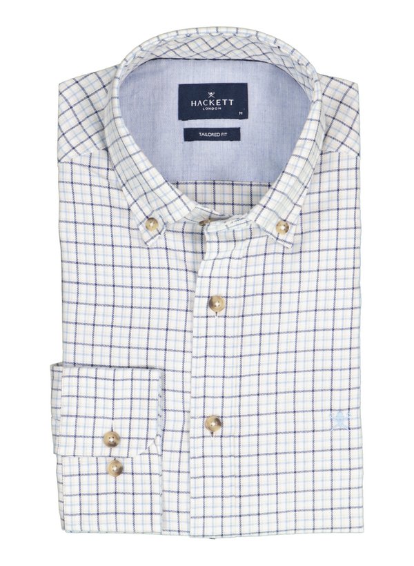 Hemd, Tailored, Flanell, Button-Down, blau kariert
