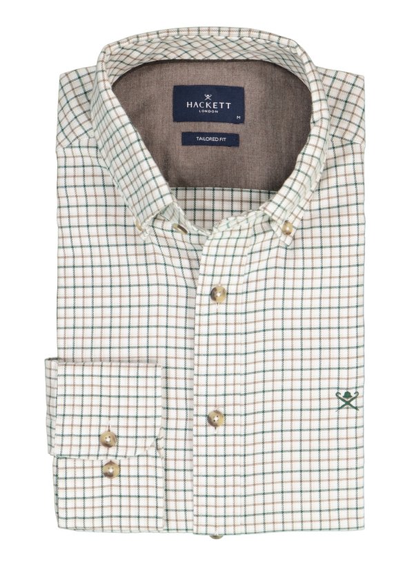 Hemd, Tailored, Flanell, Button-Down, dunkelgrün kariert