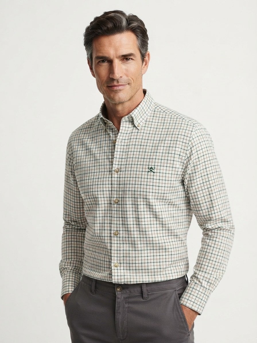Hemd, Tailored, Flanell, Button-Down, dunkelgrün kariert