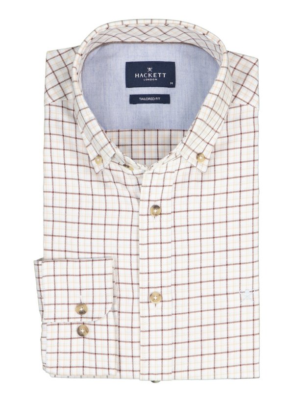 Hemd, Tailored, Flanell, Button-Down, braun kariert