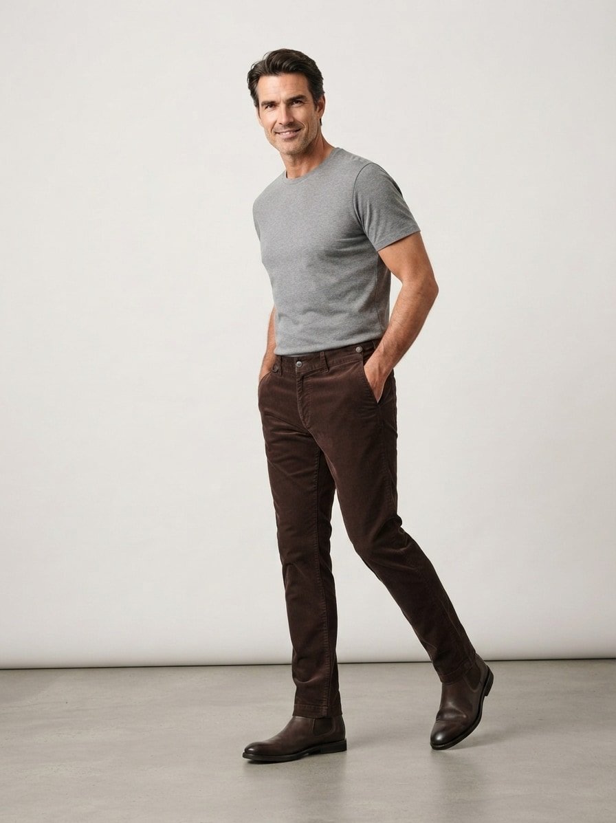 Hose Kensington, Slim Fit, Cord, braun