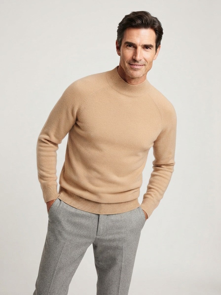 Stehkragenpullover Tito, Baumwolle, beige