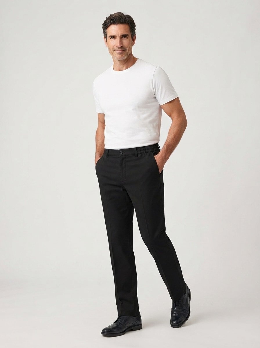 Bundfaltenhose Lui, Relaxed, Mikrofaser-Stretch, schwarz