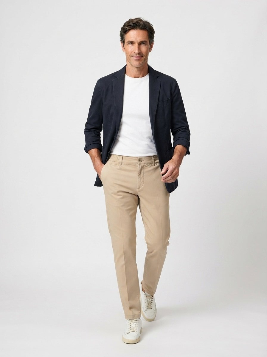 Bundfaltenhose Lui, Relaxed, Mikrofaser-Stretch, beige