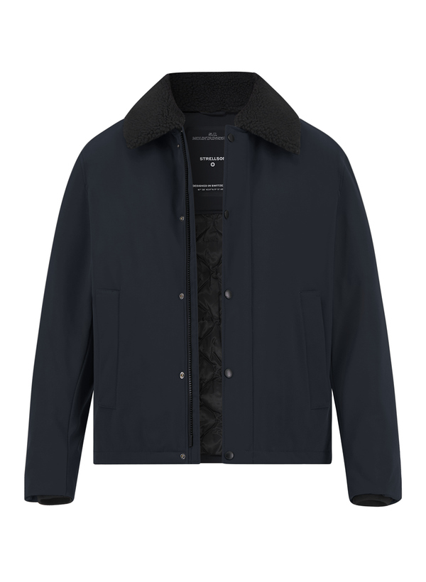 Funktionsjacke, Mikrofaser wasserabweisend, Teddyfell-Kragen, schwarz