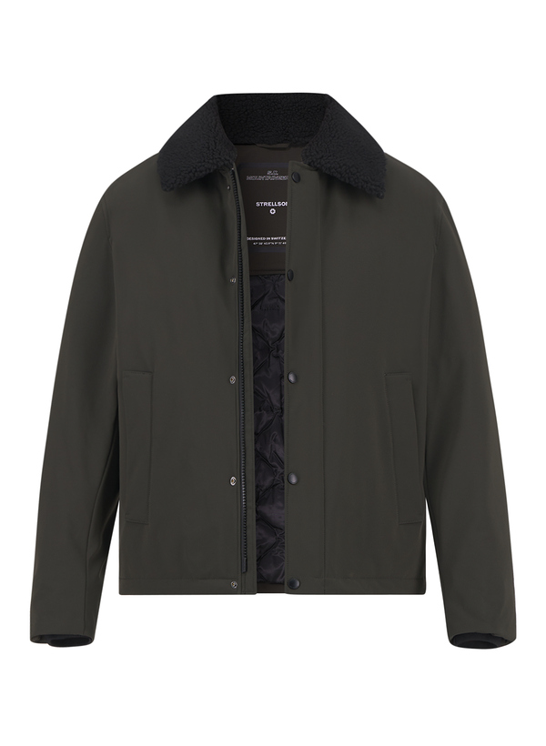 Funktionsjacke, Mikrofaser wasserabweisend, Teddyfell-Kragen, grün
