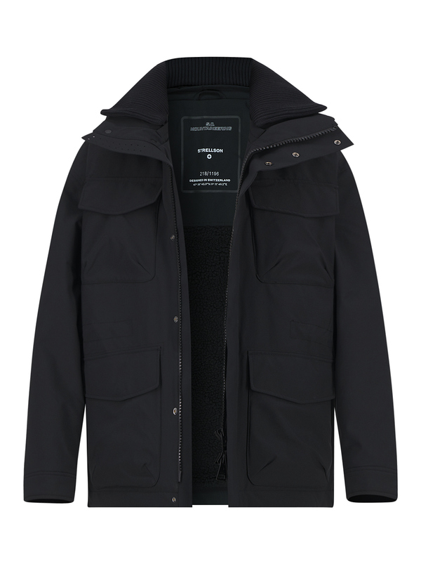 Strellson Herren Jacke schwarz Mikrofaser unifarben