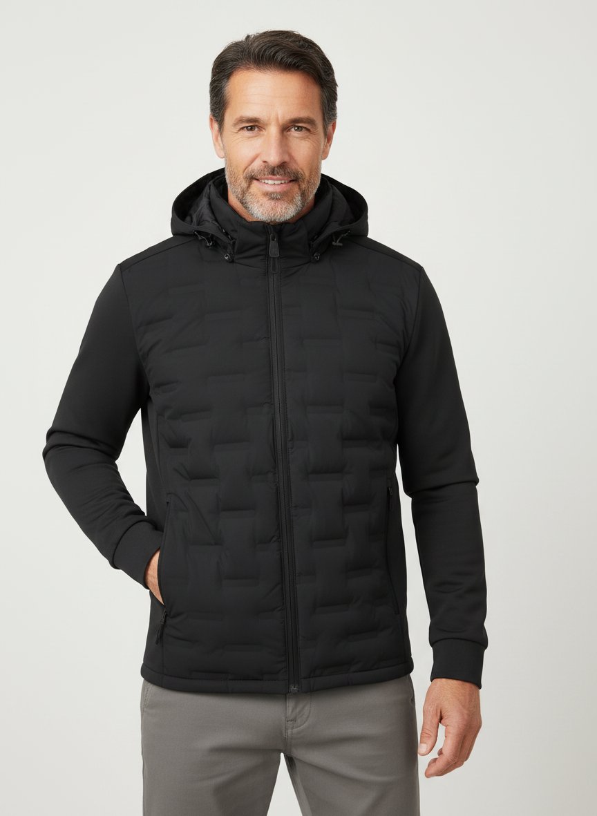 Hybrid Jacke, Mikrofaser wasseraweisend, schwarz
