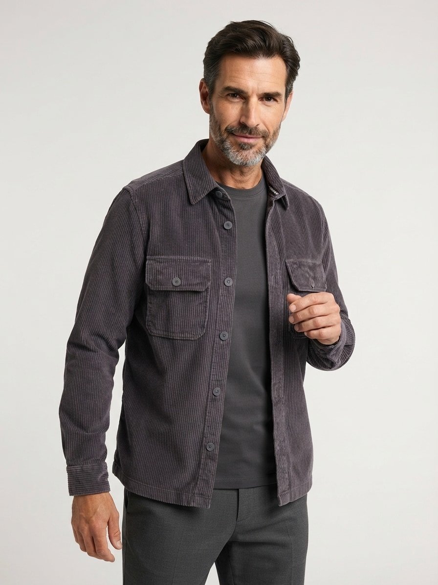 Overshirt Nion, Baumwoll-Cord, dunkelgrau