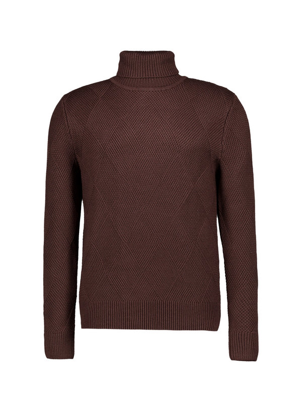 Rollkragenpullover Hamilton, Wolle, dunkelbraun strukturiert