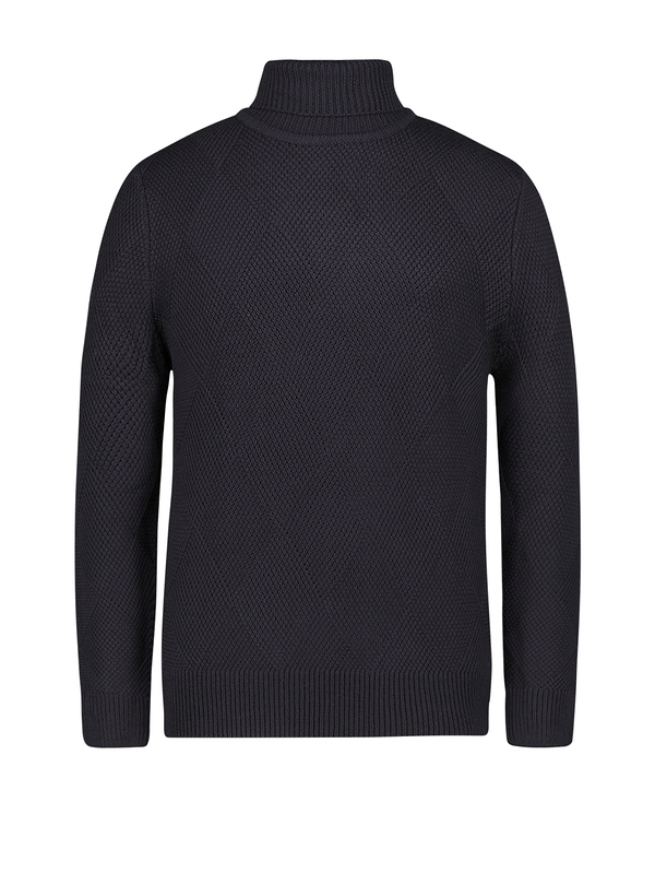 Rollkragenpullover Hamilton, Wolle, dunkelblau strukturiert