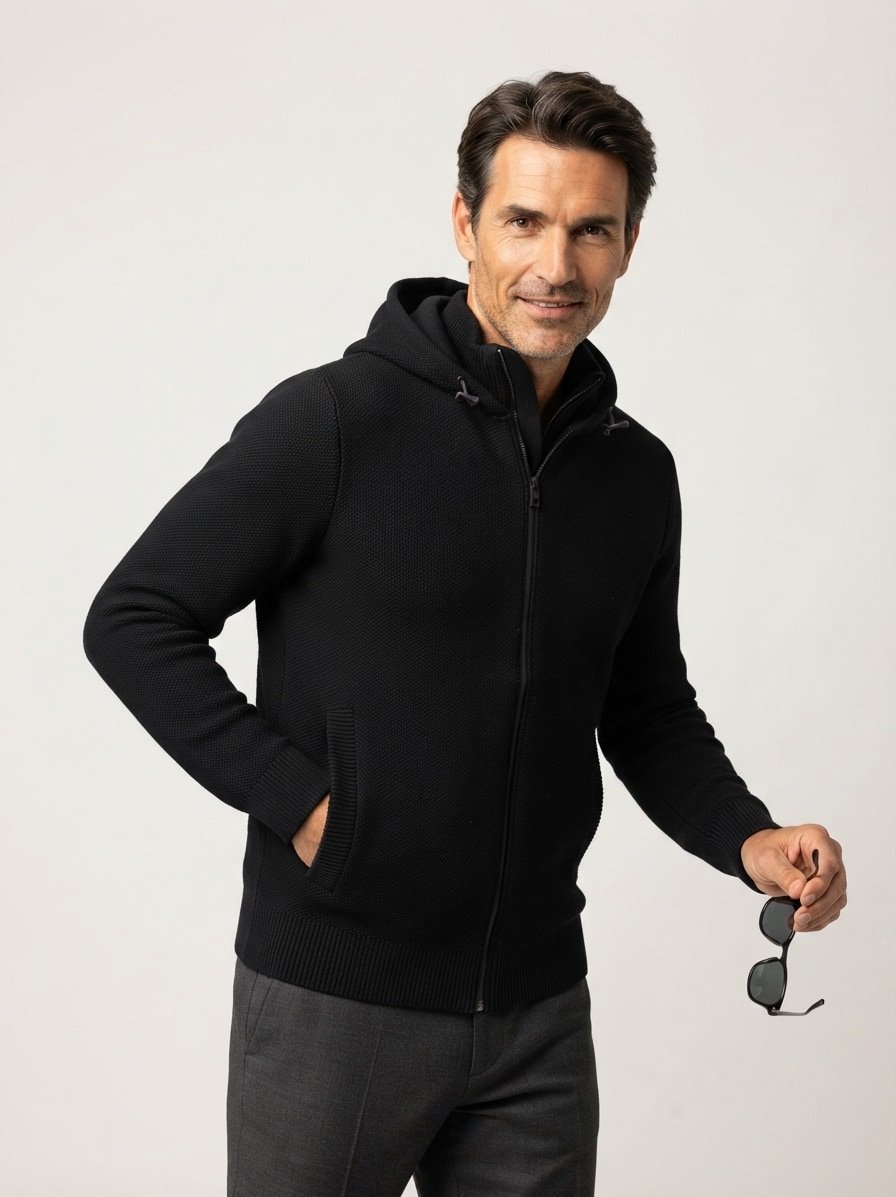 Cardigan, Polyester, schwarz