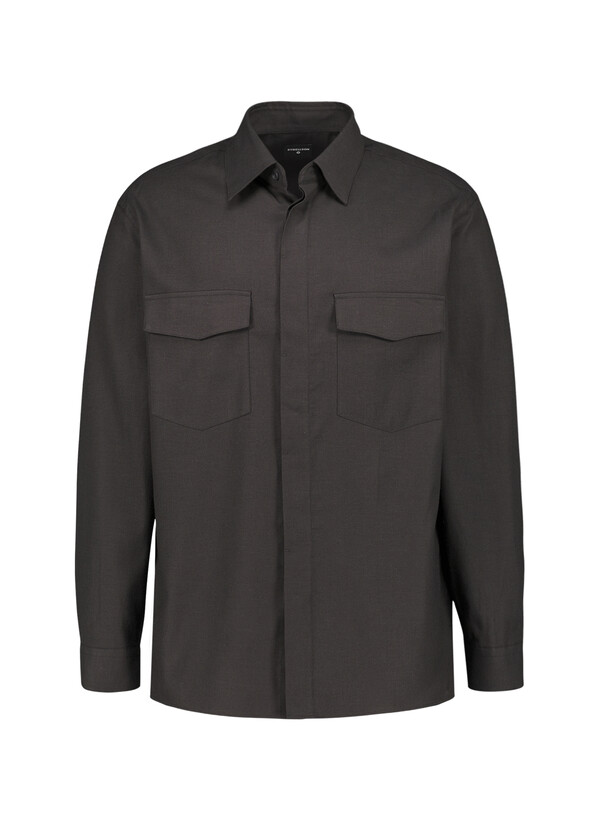 Overshirt Nabu, Viskose-Baumwolle, Kent, Brusttaschen, schwarz