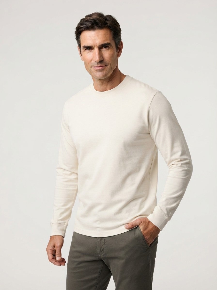 Longsleeve Pepe, Baumwolle mercerisiert, ecru