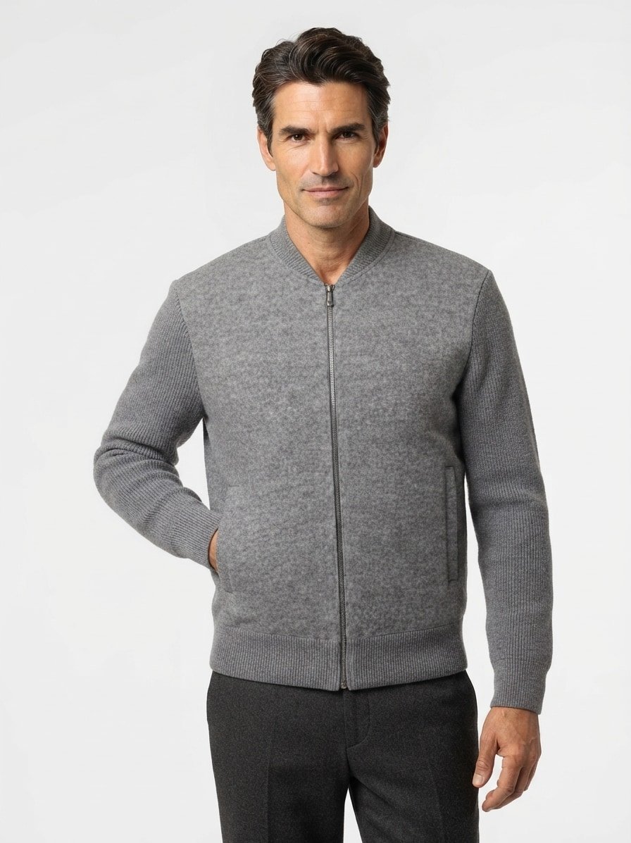 Cardigan, Schurwolle, grau