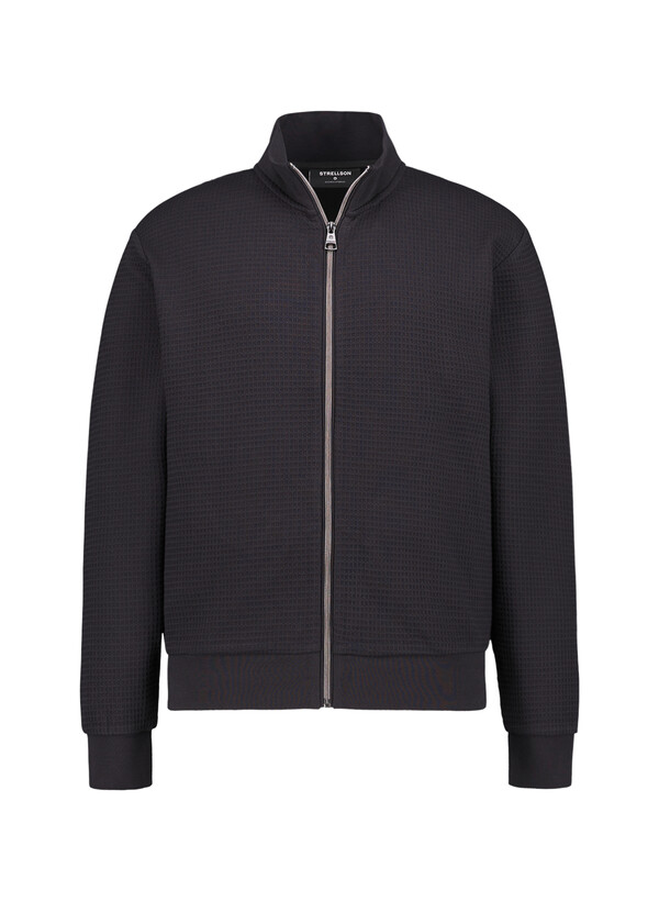 Sweatjacke Stipe, Baumwolle, schwarz strukturiert