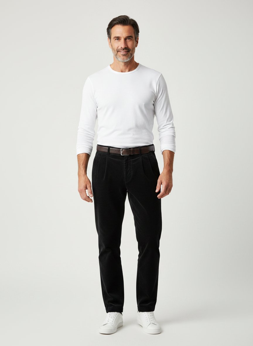 Bundfaltenhose Lui, Relaxed Fit, Cord, schwarz