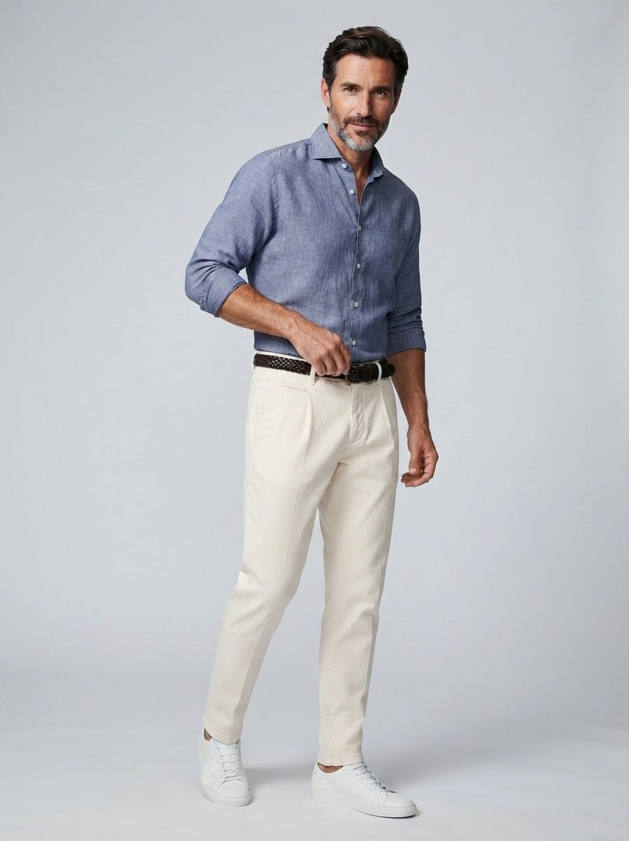Bundfaltenhose Lui, Relaxed Fit, Cord, ecru