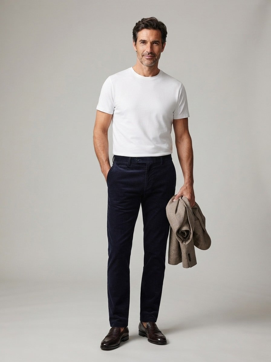 Bundfaltenhose Lui, Relaxed Fit, Cord, dunkelblau