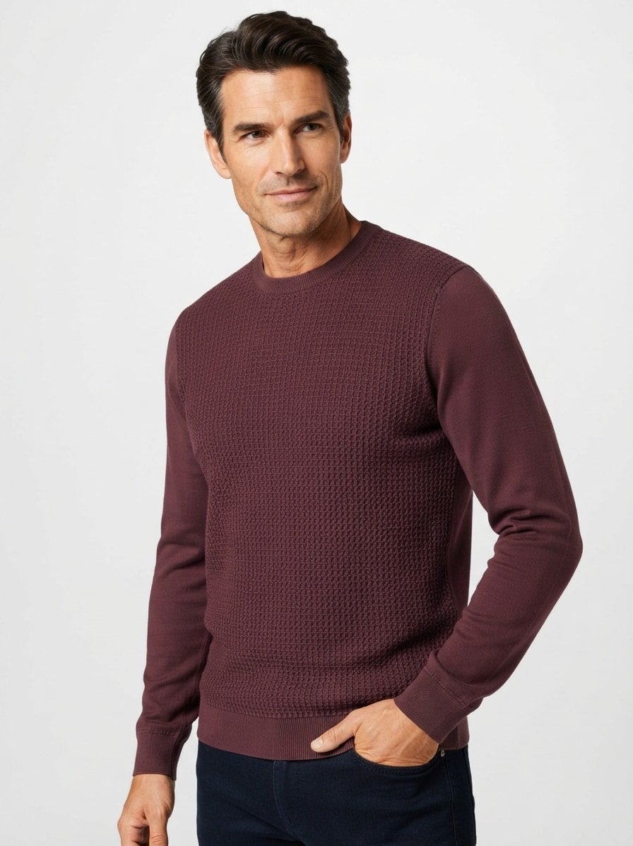 Pullover Adrian, Baumwolle, dunkelbraun strukturiert