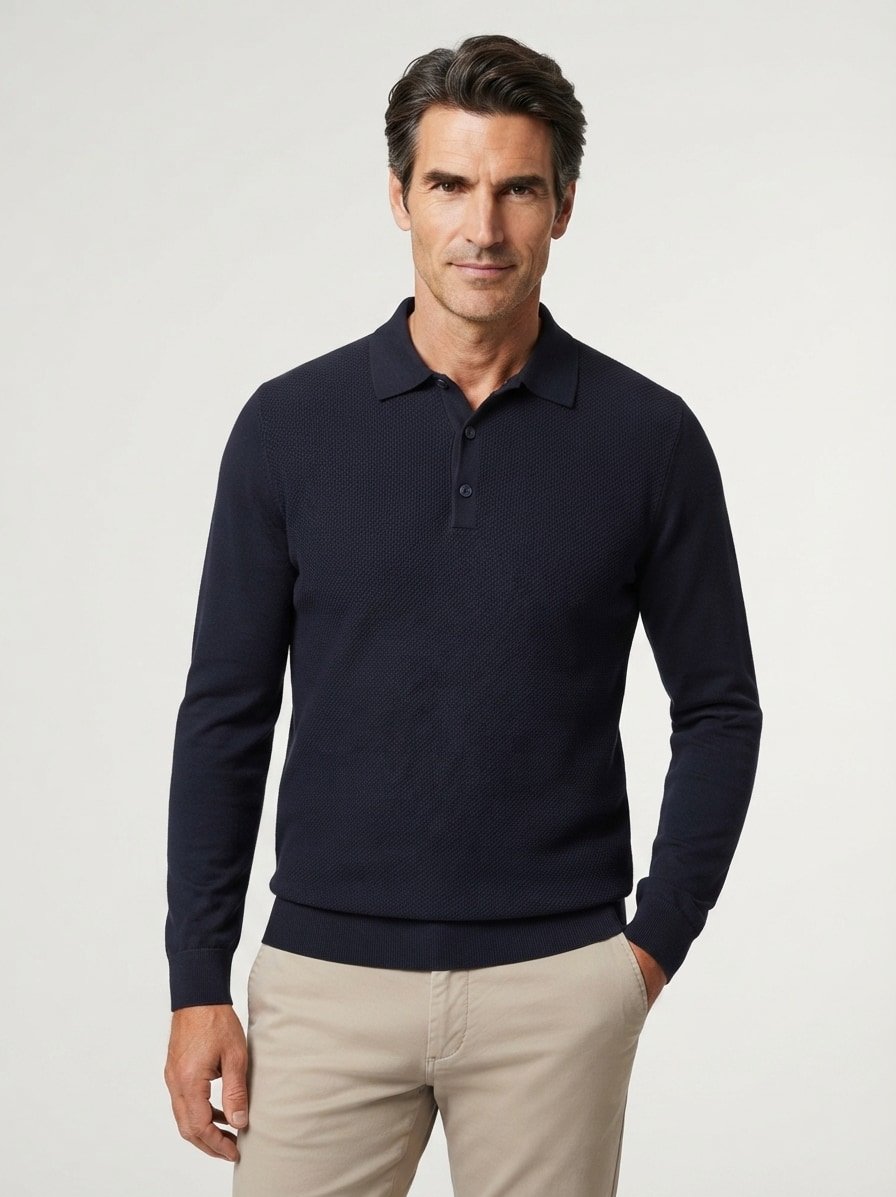 Pullover Adrian,  Baumwolle, dunkelblau strukturiert