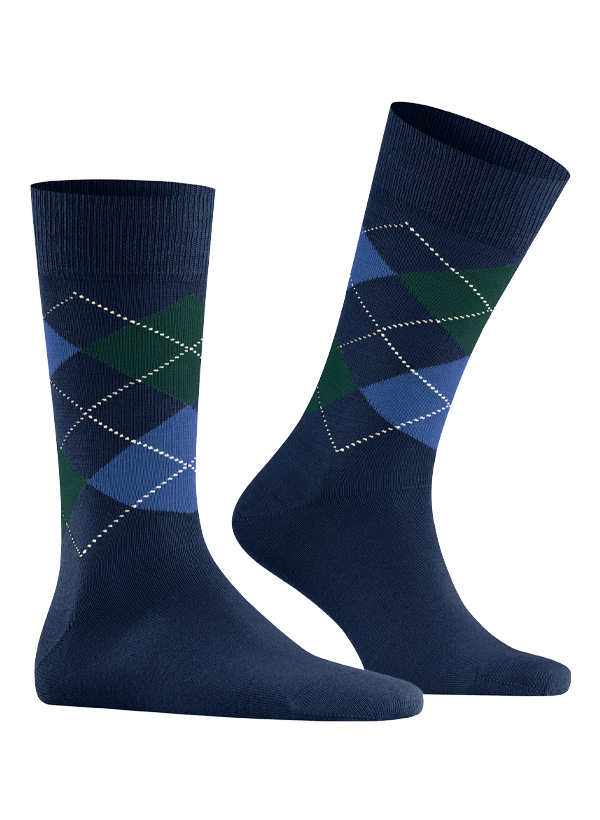 Socken Edinburgh,Schurwoll-Stretch, royal gemustert