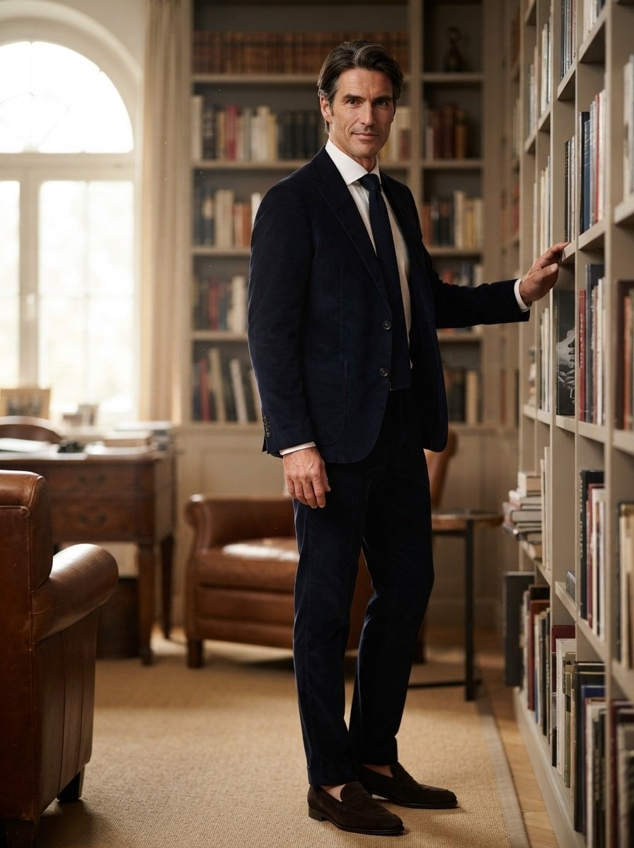 Anzug Arndt-Tomeo, Slim Fit, Cord, dunkelblau