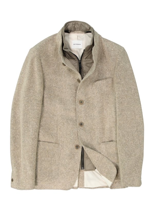 ROY ROBSON Herren Sakko beige Jersey meliert Slim Fit