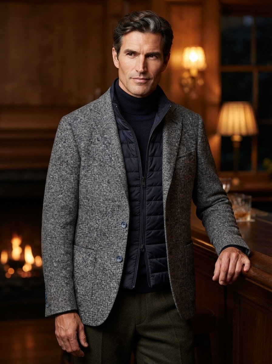 Sakko, Slim Fit, Jersey, blau meliert