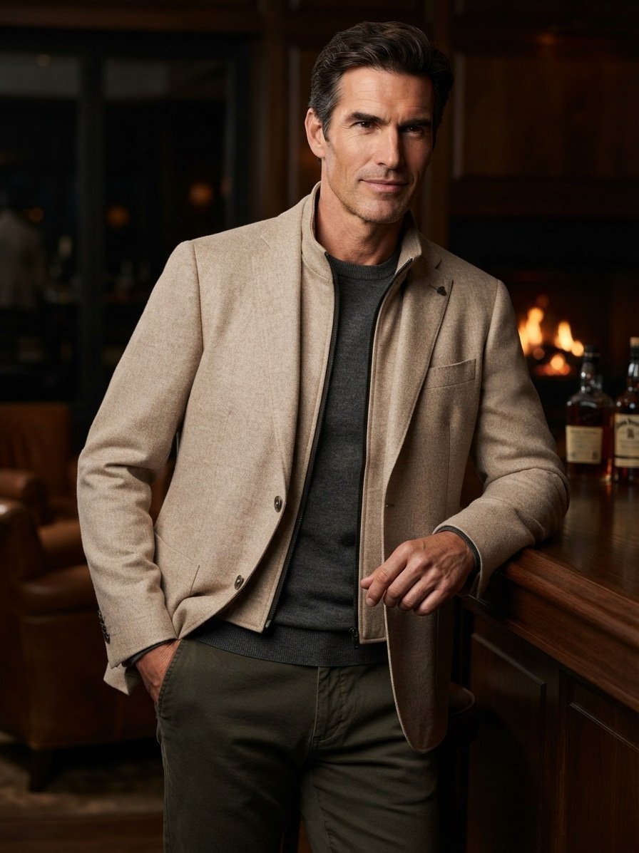 Sakko, Regular Fit, Schurwolle-Kaschmir, beige meliert