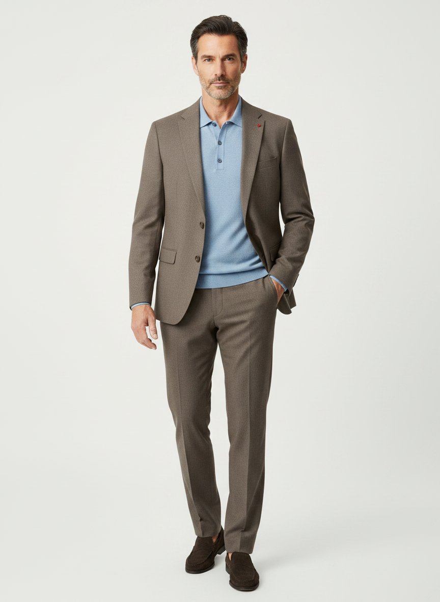 Anzug, Slim Fit, Mikrofaser-Viskose, braun meliert