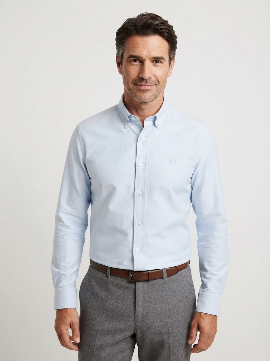 Hemd Roan, Slim, Baumwolle, Button-Down, blau