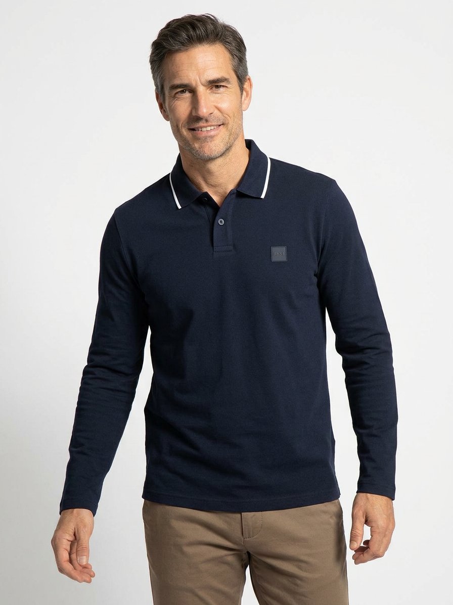 Polo-Shirt PasserfordLong, Piqué, dunkelblau
