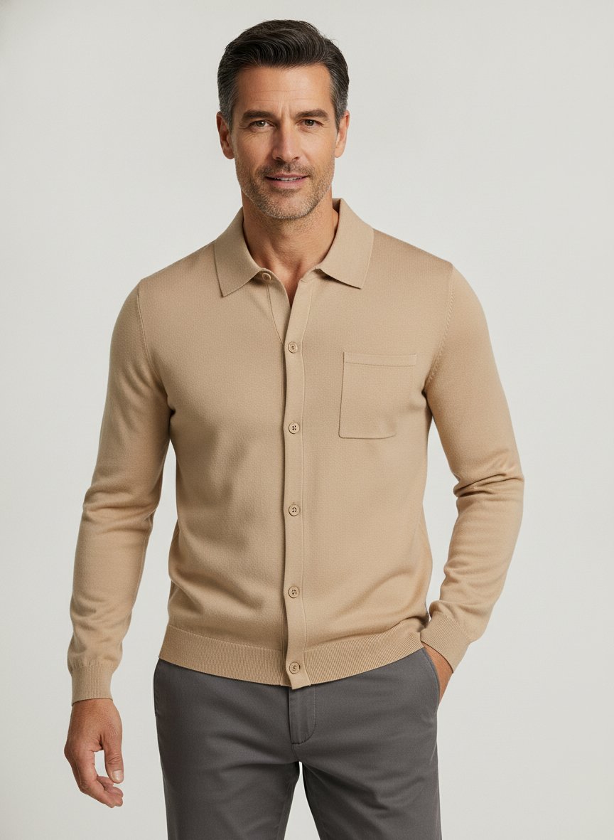 Cardigan, Viskose, Brusttasche, beige