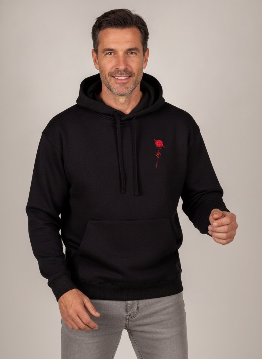 Hoodie Diflowhood, Baumwolle, schwarz