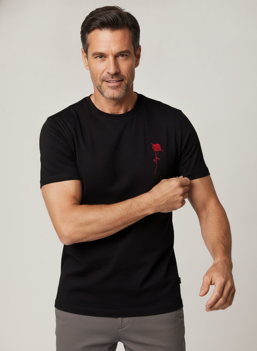 T-Shirt Diflow, Baumwolle, schwarz