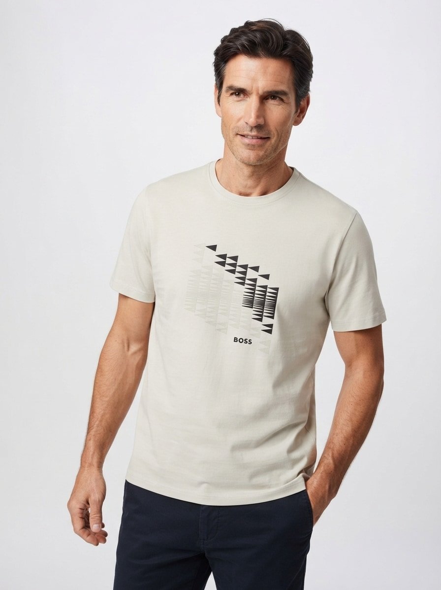 T-Shirt, Baumwoll-Stretch, hellbeige