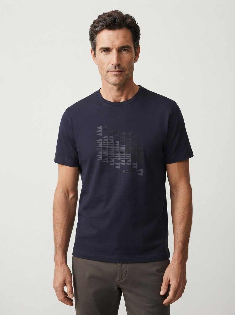 T-Shirt, Baumwoll-Stretch, dunkelblau