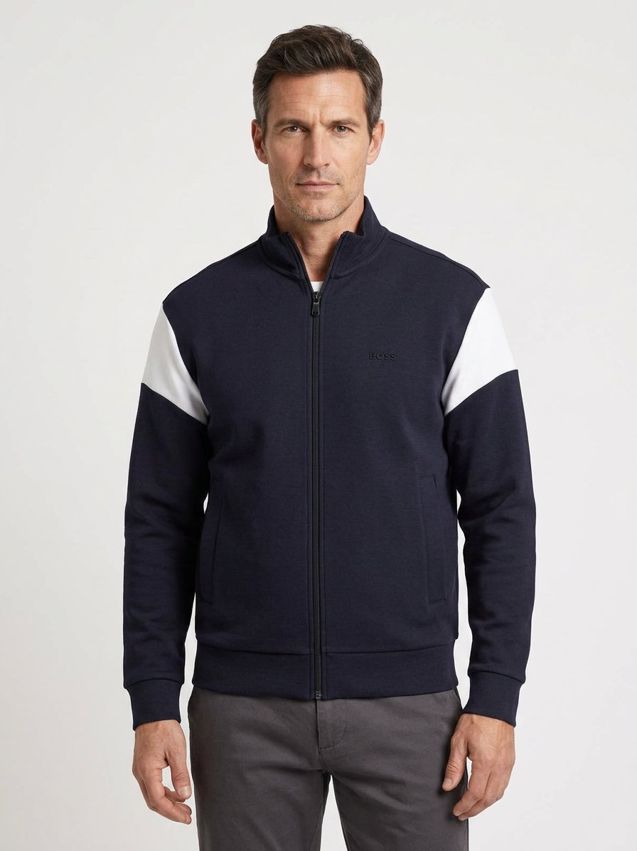 Sweatjacke, Piquè, dunkelblau