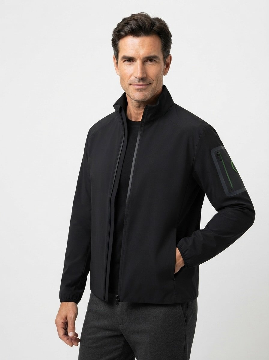 Jacke, Mikrofaser wasserabweisend, schwarz
