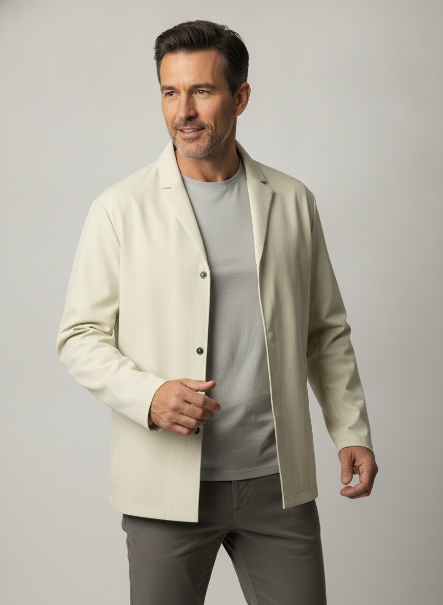 Jacke, Mikrofaser wasserabweisend, Revers, hellbeige