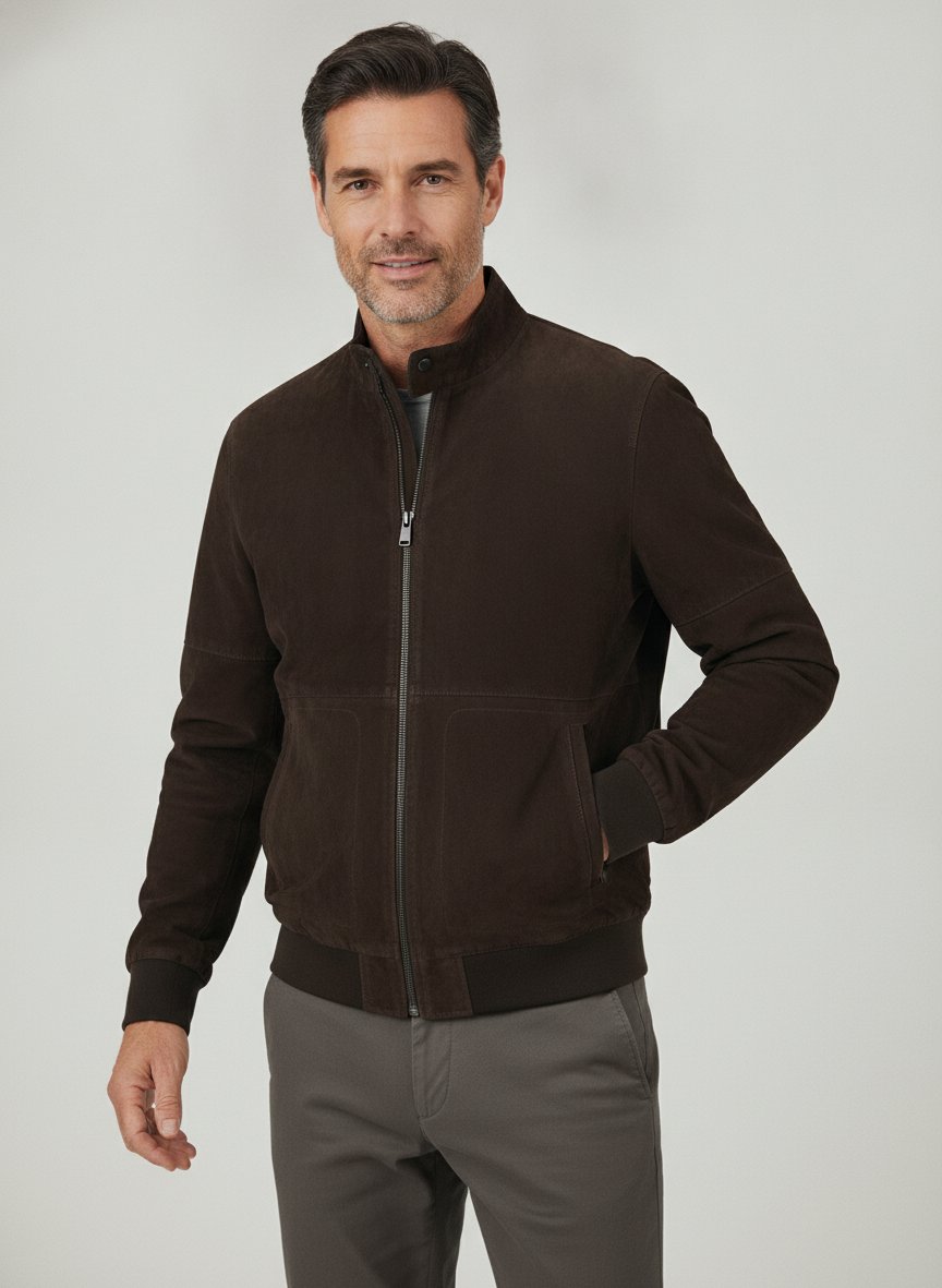Lederblouson Cosmo, Ziegenvelours, dunkelbraun