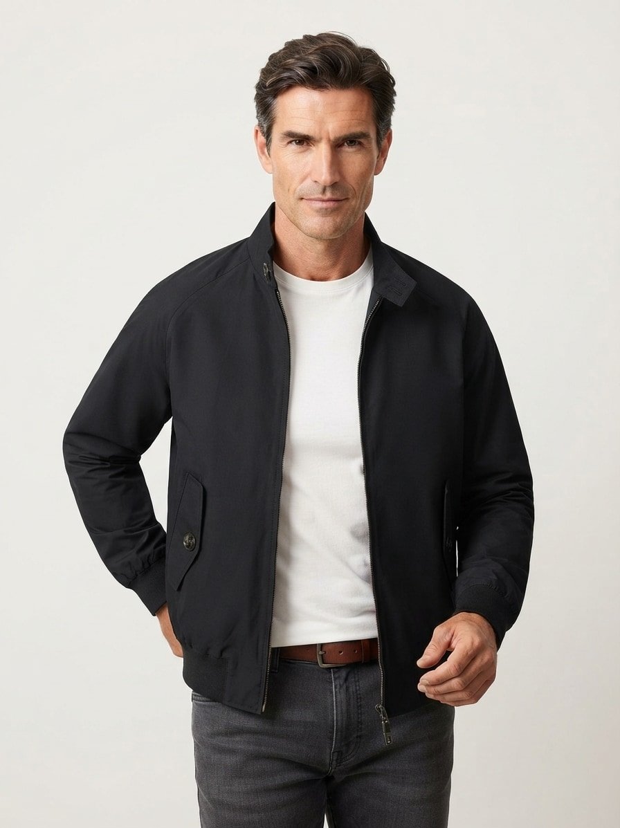 Blouson BARACUTA G9, Slim Fit, Baumwoll-Melange, schwarz
