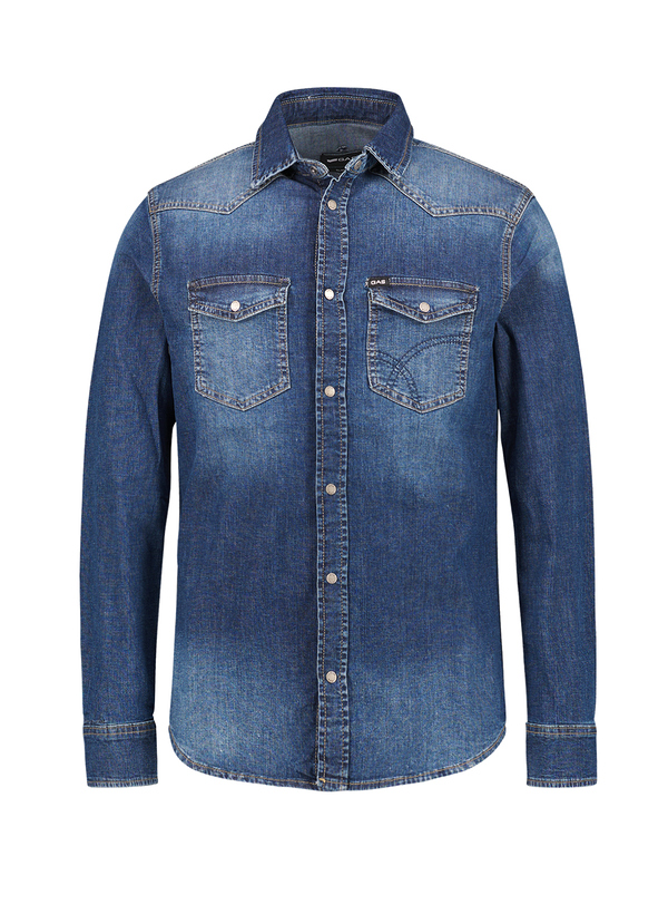 GAS Herren Hemden blau Baumwoll-Stretch