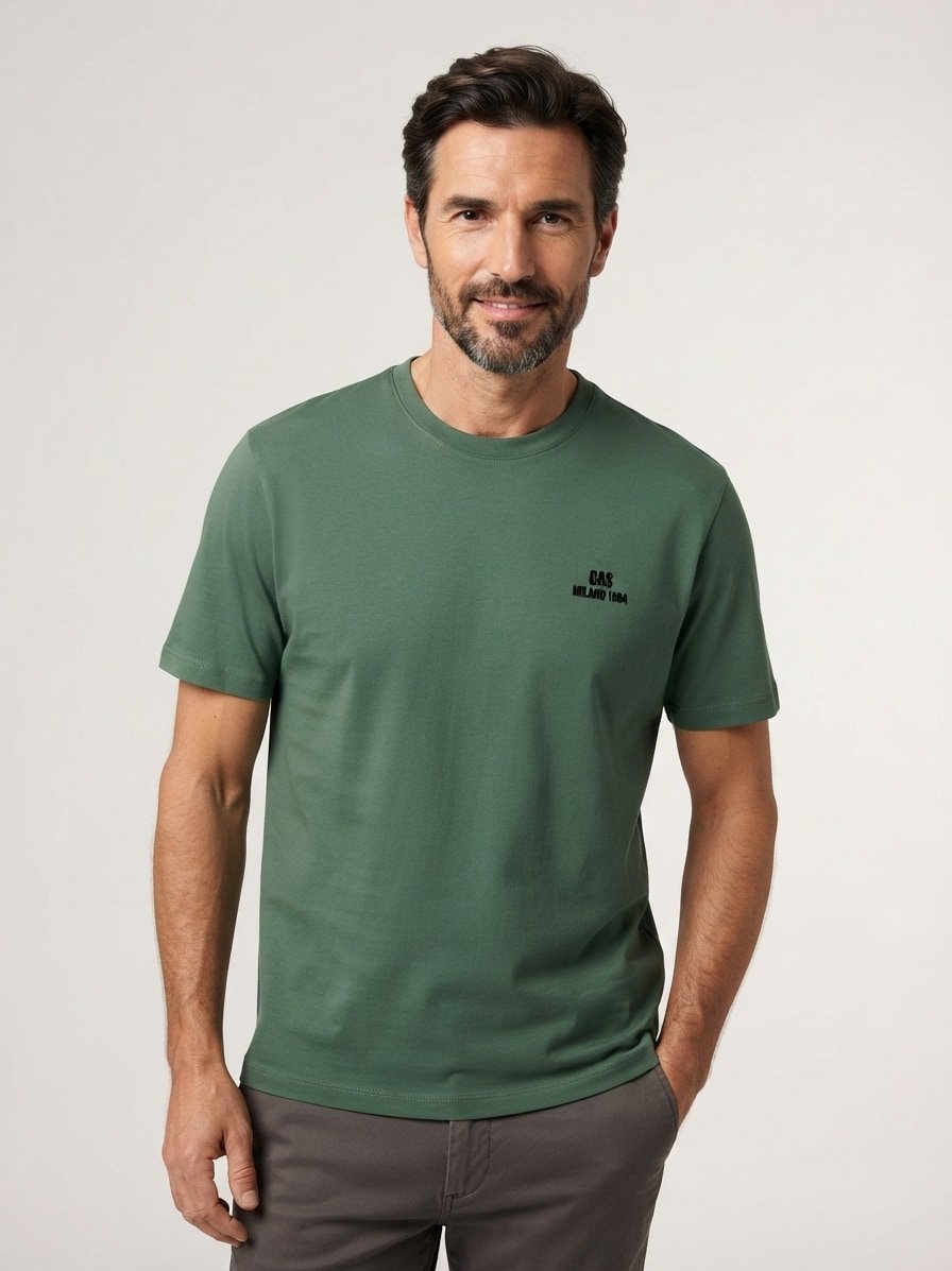 T-Shirt, Regular Fit, Stretch-Baumwolle, grün